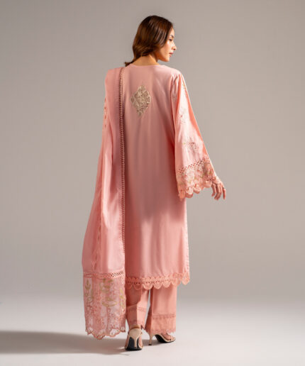 Pink Dobby A-Line Suit - View 1