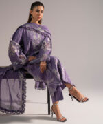 Lavender Purple Dobby A-Line Suit - View 1