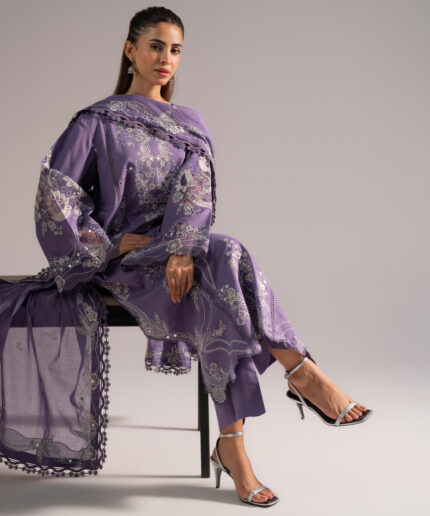 Lavender Purple Dobby A-Line Suit - View 1