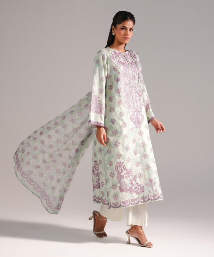 Green Dobby Straight Suit - View 2