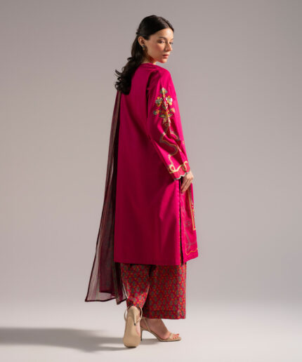 Pink Dobby Straight Suit - View 2