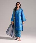Blue Dobby Straight Suit - View 3
