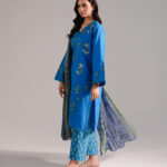Blue Dobby Straight Suit - View 1