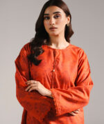 Orange Zari Lawn A-Line Suit - View 1