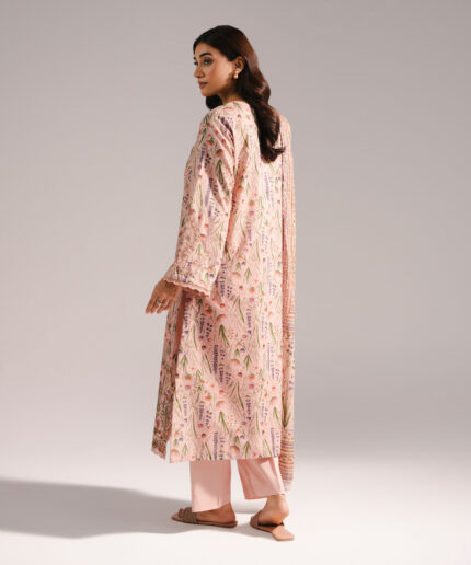 Pink Zari Lawn A-Line Suit - View 1