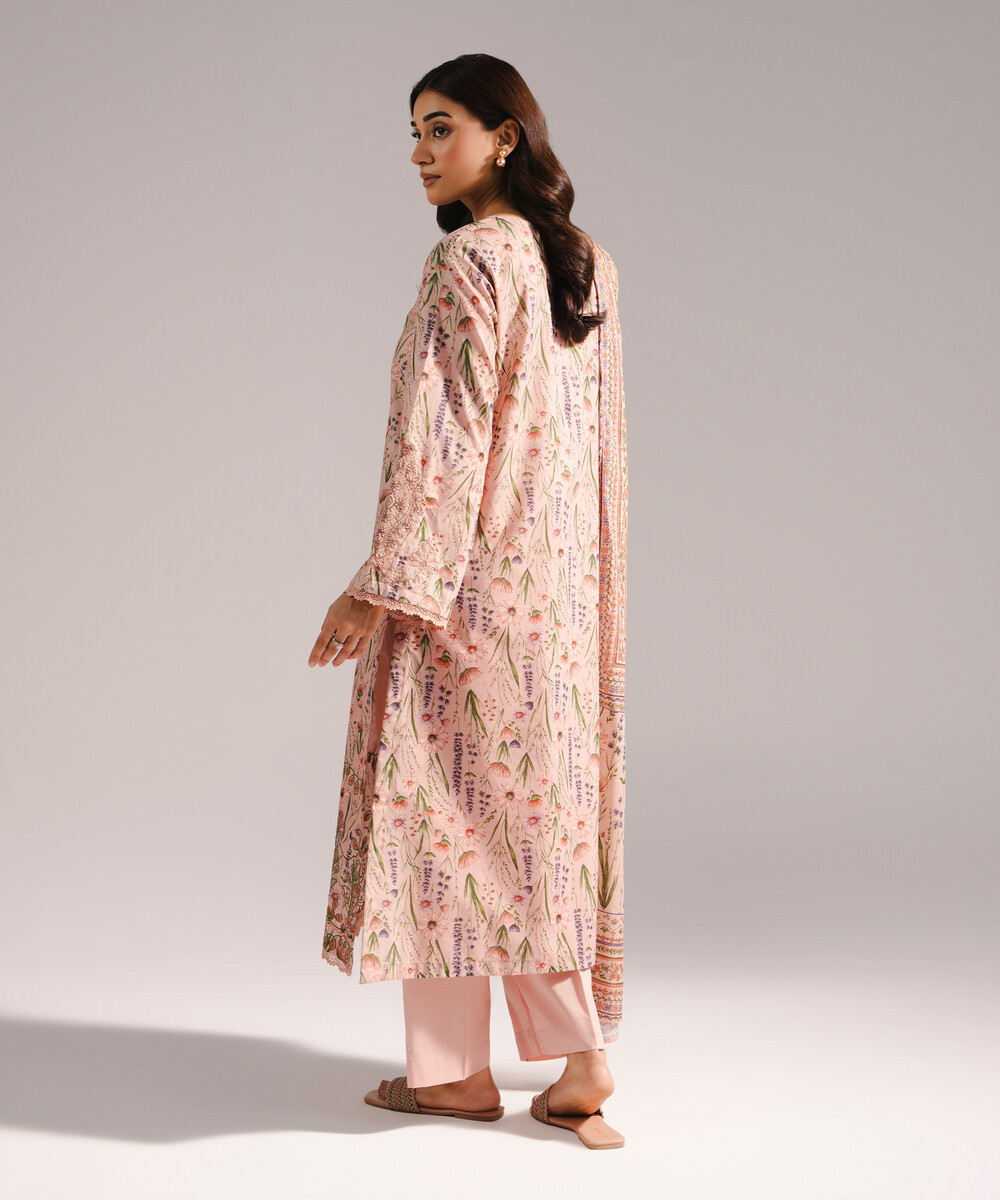 Pink Zari Lawn A-Line Suit - View 1 Pink Zari Lawn A-Line Suit - View 1