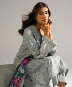 Grey Zari Lawn Straight Suit - View 4