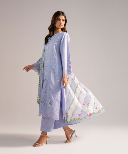 Lilac Self Jacquard A-Line Suit - View 2