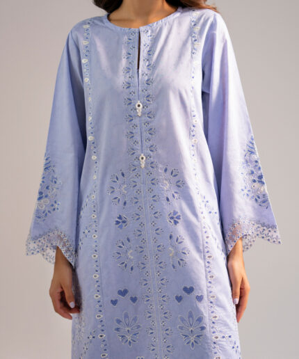 Lilac Self Jacquard A-Line Suit - View 1