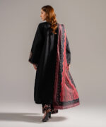Black Self Jacquard A-Line Suit - View 3