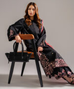 Black Self Jacquard A-Line Suit - View 5