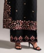 Black Self Jacquard A-Line Suit - View 4