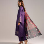 Purple Self Jacquard A-Line Suit - View 1