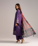 Purple Self Jacquard A-Line Suit - View 1