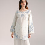 Light Blue Textured Cotton Straight Suit - View 1
