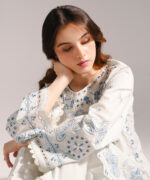 Light Blue Textured Cotton Straight Suit - View 4