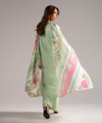 Green Textured Cotton A-Line Suit - View 3