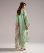 Green Textured Cotton A-Line Suit - View 5