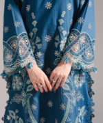 Teal Textured Cotton A-Line Suit - View 4