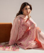 Pink Textured Cotton A-Line Suit - View 2