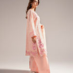 Pink Textured Cotton A-Line Suit - View 1