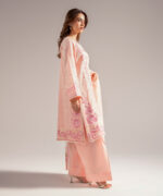 Pink Textured Cotton A-Line Suit - View 1