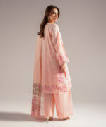 Pink Textured Cotton A-Line Suit - View 3