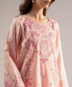 Pink Textured Cotton A-Line Suit - View 5
