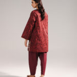 Deep Maroon Slub Lawn Straight Suit - View 1