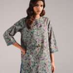 Grey Slub Lawn Straight Shirt Suit - View 1