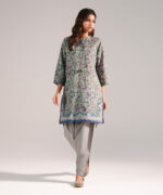 Grey Slub Lawn Straight Shirt Suit - View 5