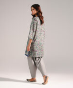Grey Slub Lawn Straight Shirt Suit - View 4