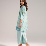 Blue Slub Lawn Straight Shirt Suit - View 1