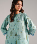 Blue Slub Lawn Straight Shirt Suit - View 2