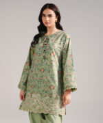 Green Dobby Straight Suit - View 4
