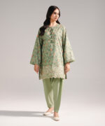 Green Dobby Straight Suit - View 5