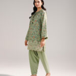 Green Dobby Straight Suit - View 1