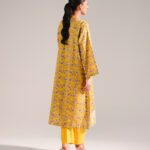 Yellow Textured Lawn A-Line Suit - View 1