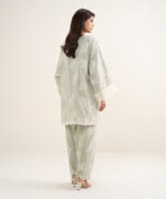 Mint Green Zari Jacquard Drop Shoulder Suit - View 2