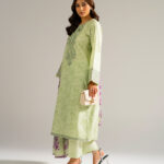 Green Zari Lawn Straight Suit - View 1