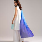 White Cotton Satin Straight Suit - View 1