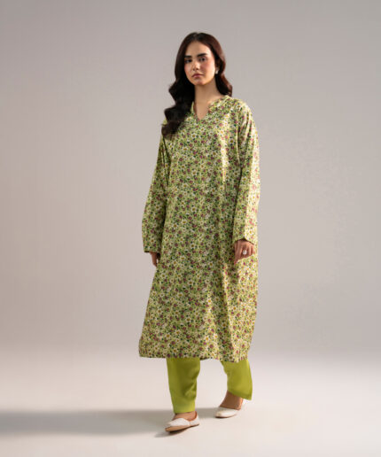 Green Arabic Lawn Straight Shirt Suit - View 2