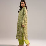 Green Arabic Lawn Straight Shirt Suit - View 1
