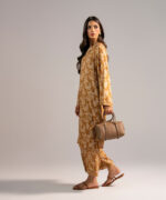 Brown Arabic Lawn Straight Shirt Suit - View 4