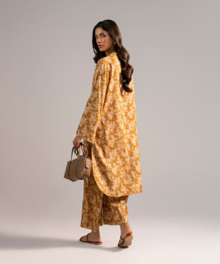 Brown Arabic Lawn Straight Shirt Suit - View 1
