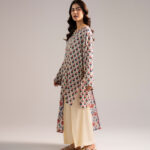 Off White Arabic Lawn Straight Suit - View 1