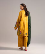 Mustard Yellow Arabic Lawn Straight Suit - View 4