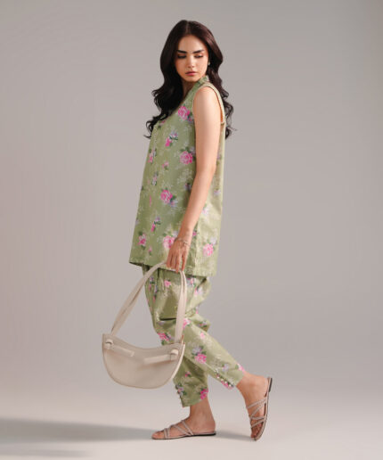 Green Cambric Straight Suit - View 1
