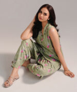 Green Cambric Straight Suit - View 2