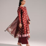 Maroon Leno Kara Straight Suit - View 1